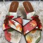 Michael Simon Shoe Slide Sandal Sz 7.5 Leather Textured Fabric Butterfly $150
