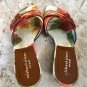 Michael Simon Shoe Slide Sandal Sz 7.5 Leather Textured Fabric Butterfly $150