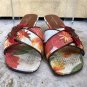 Michael Simon Shoe Slide Sandal Sz 7.5 Leather Textured Fabric Butterfly $150