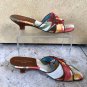 Michael Simon Shoe Slide Sandal Sz 7.5 Leather Textured Fabric Butterfly $150