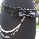 Cache Black Leather Removable Pearls Bow Belt Adjustable $98 Top NWT S/M New Cache Black Leather Removable Pearls Bow Belt Adjustable $98 Top NWT S/M New