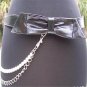 Cache Black Leather Removable Pearls Bow Belt Adjustable $98 Top NWT S/M New