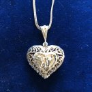 Vintage 925 Sterling Silver Puffy Filigree Heart Pendant Necklace 24" chain MCM Vintage 925 Sterling Silver Puffy Filigree Heart Pendant Necklace 24" chain MCM