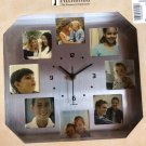 Melannco Silver Aluminum Photo Clock 8 2" x 2" photo openings New NWT 10" x 10" Melannco Silver Aluminum Photo Clock 8 2" x 2" photo openings New NWT 10" x 10"