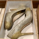 Michael Kors Silver Gold Glitter Shoes Pumps Event Wedding Party Stunning sz 8