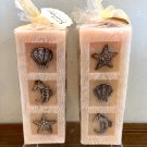 Seascaped Scented Pillar Candle 8" x 3" Carved Sea Shells Starfish Scallops NEW
