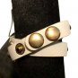 Cache White Leather Dbl Wrap Bracelet with Gold Metal Studs Chains New NWT $64