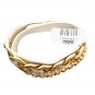 Cache White Leather Dbl Wrap Bracelet with Gold Metal Studs Chains New NWT $64