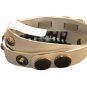 Cache White Leather Dbl Wrap Bracelet with Gold Metal Studs Chains New NWT $64