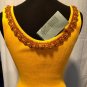 Cache Rib Knit Bead Embellished Neck Stretch Top Size XS/S/M Orange NWT $88 New