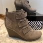 Dana Buchman Wedge Bootie Ankle Womens Size 8M New NIB Taupe Zipper 3" wedge