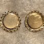 Simple Round Design Gold Tone Quality Vintage Cuff Links plain Etched 7/8" Wide