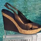 Donald Pliner Metallic Leather Wedge Platform Shoe New Cork Mid Sole $275 NIB