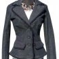 Cache Black Denim Top Jacket New Size 0/2 XS Eyelash Trim Stretch $168 NWT
