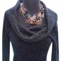 Cache Black Metallic Exaggerated Collar Top New Sweater Stretch XS/S/M/L $98 NWT