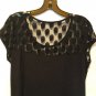 Boston Proper Black Top Lace Polka Dot Circle Knit Blouse Short Sleeve Sheer M