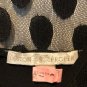 Boston Proper Black Top Lace Polka Dot Circle Knit Blouse Short Sleeve Sheer M