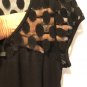 Boston Proper Black Top Lace Polka Dot Circle Knit Blouse Short Sleeve Sheer M
