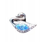 Swarovski Silver Swan Pin With Blue Crystal Pave New Tie Tack style Swarovski Silver Swan Pin With Blue Crystal Pave New Tie Tack style