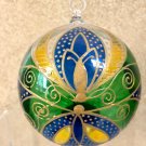 Hand Blown Painted Art Glass Ball Ornament/Multi-color Sun Catcher 4.5" x 4" New Hand Blown Painted Art Glass Ball Ornament/Multi-color Sun Catcher 4.5" x 4" New