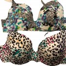 Victoria's Secret Lined Demi Bra Multi Color Animal Print Floral Leopard 34C Lot