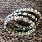 Cache 3 Lot Bundle silver tone stretch bracelets multi size faceted crystals New