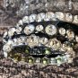 Cache 3 Lot Bundle silver tone stretch bracelets multi size faceted crystals New