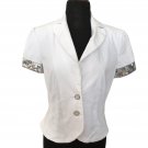 Cache White Corduroy Top Jacket Silver Sequin Embellished Cuffs $138 NWT Lined