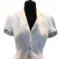 Cache White Corduroy Top Jacket Silver Sequin Embellished Cuffs $138 NWT Lined