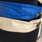 Woven Leather Belts Lot 2 Bundle Royal Blue Tan Beige adjustable Metal Buckle