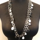 Vintage MCM acrylic bead and silver tone metal chain double strand necklace 32" Vintage MCM acrylic bead and silver tone metal chain double strand necklace 32"