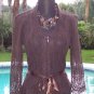 Cache Espresso Sheer Illusion Lace Top Jacket New XS Belt Front Zipper $158