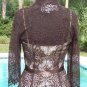 Cache Espresso Sheer Illusion Lace Top Jacket New XS Belt Front Zipper $158