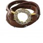 NWoT BKE from Buckle Brown Wrap Bracelet Leather Rhinestones Grommets 22" long