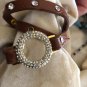 NWoT BKE from Buckle Brown Wrap Bracelet Leather Rhinestones Grommets 22" long