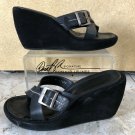 Donald Pliner Black Sport Suede Leather 3.5" Wedge 3/4" Platform Shoe 7 Slide Donald Pliner Black Sport Suede Leather 3.5" Wedge 3/4" Platform Shoe 7 Slide