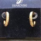 Swarovski Jewelers Collection 14K Post Gold Tone Half Hoop Crystal Earrings NWT