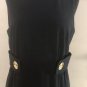 Cache Day Event Dress New Lined Stretch LBD Pleated Front 2 Gold Buttons Sz 10