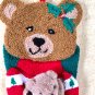 Vintage 3D Teddy Bear SUPER Plush Quilted Christmas Stocking 20" New NWT Velvet