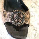 Donald Pliner Couture Shoe Sz 8.5 Slide $325 Sand Bronze Hair Calf Rhinestone Donald Pliner Couture Shoe Sz 8.5 Slide $325 Sand Bronze Hair Calf Rhinestone