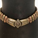 CACHE Dark Leather Bronze embroidery Multi Color METAL HARDWARE 1 1/4" Wide Belt CACHE Dark Leather Bronze embroidery Multi Color METAL HARDWARE 1 1/4" Wide Belt