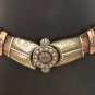CACHE Dark Leather Bronze embroidery Multi Color METAL HARDWARE 1 1/4" Wide Belt