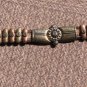 CACHE Dark Leather Bronze embroidery Multi Color METAL HARDWARE 1 1/4" Wide Belt