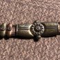 CACHE Dark Leather Bronze embroidery Multi Color METAL HARDWARE 1 1/4" Wide Belt