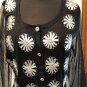 NWT Berer Black Silver Embellished Sweater Top Sheer Sleeves Stretch Event Sz L
