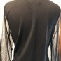 NWT Berer Black Silver Embellished Sweater Top Sheer Sleeves Stretch Event Sz L