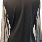 NWT Berer Black Silver Embellished Sweater Top Sheer Sleeves Stretch Event Sz L