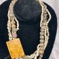 Large Square Medallion Multi Strand Jasper Statement Necklace Custom Made 18"