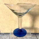 LARGE Mexican Hand Blown Blue Rim & Base Margarita Martini Cocktail Glass HUGE