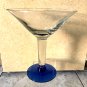 LARGE Mexican Hand Blown Blue Rim & Base Margarita Martini Cocktail Glass HUGE